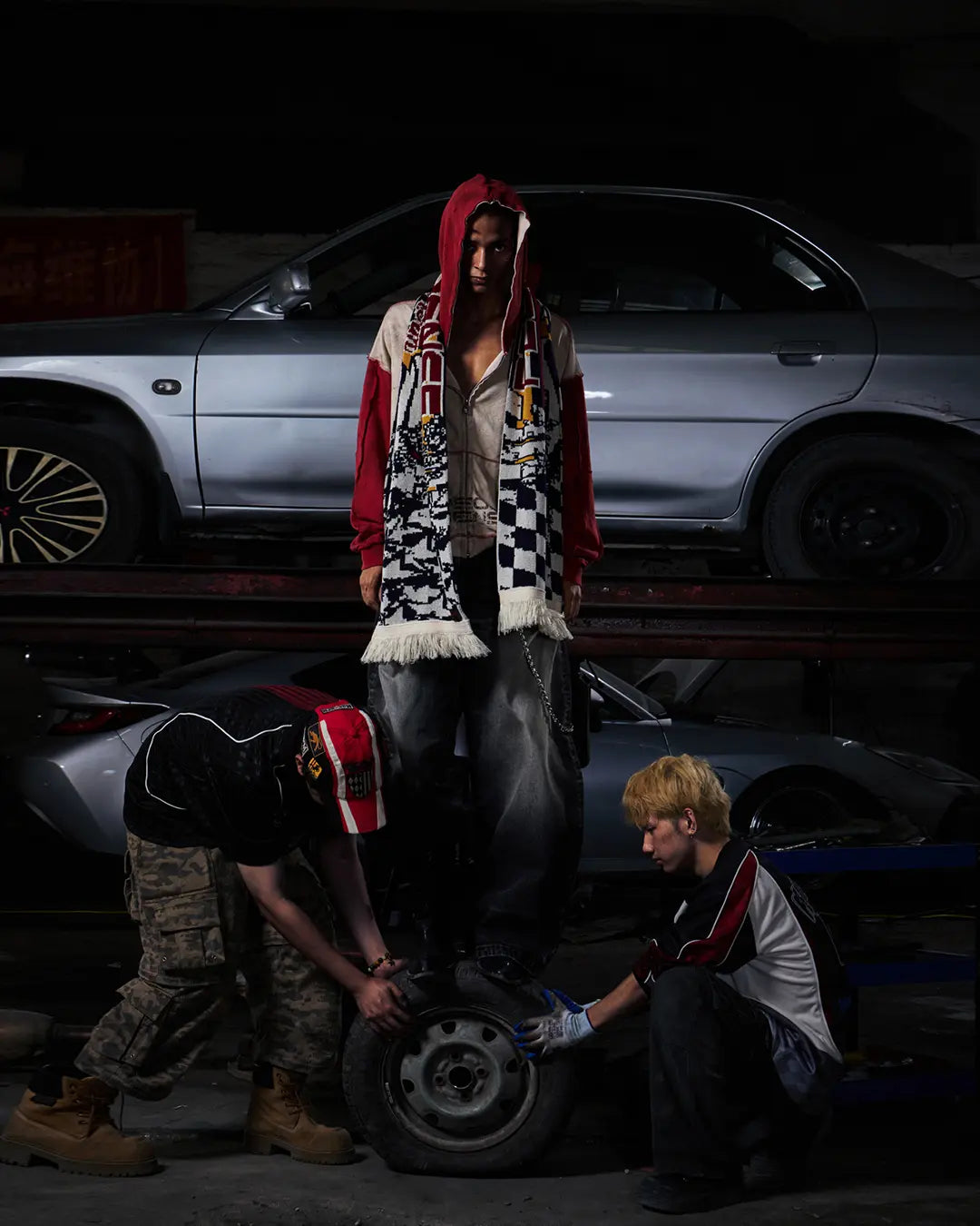 Peoplesense Distressed Two-Tone Hoodie