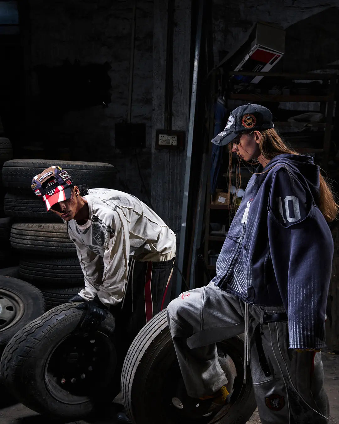 Peoplesense Vertical Striped Distressed Hoodie