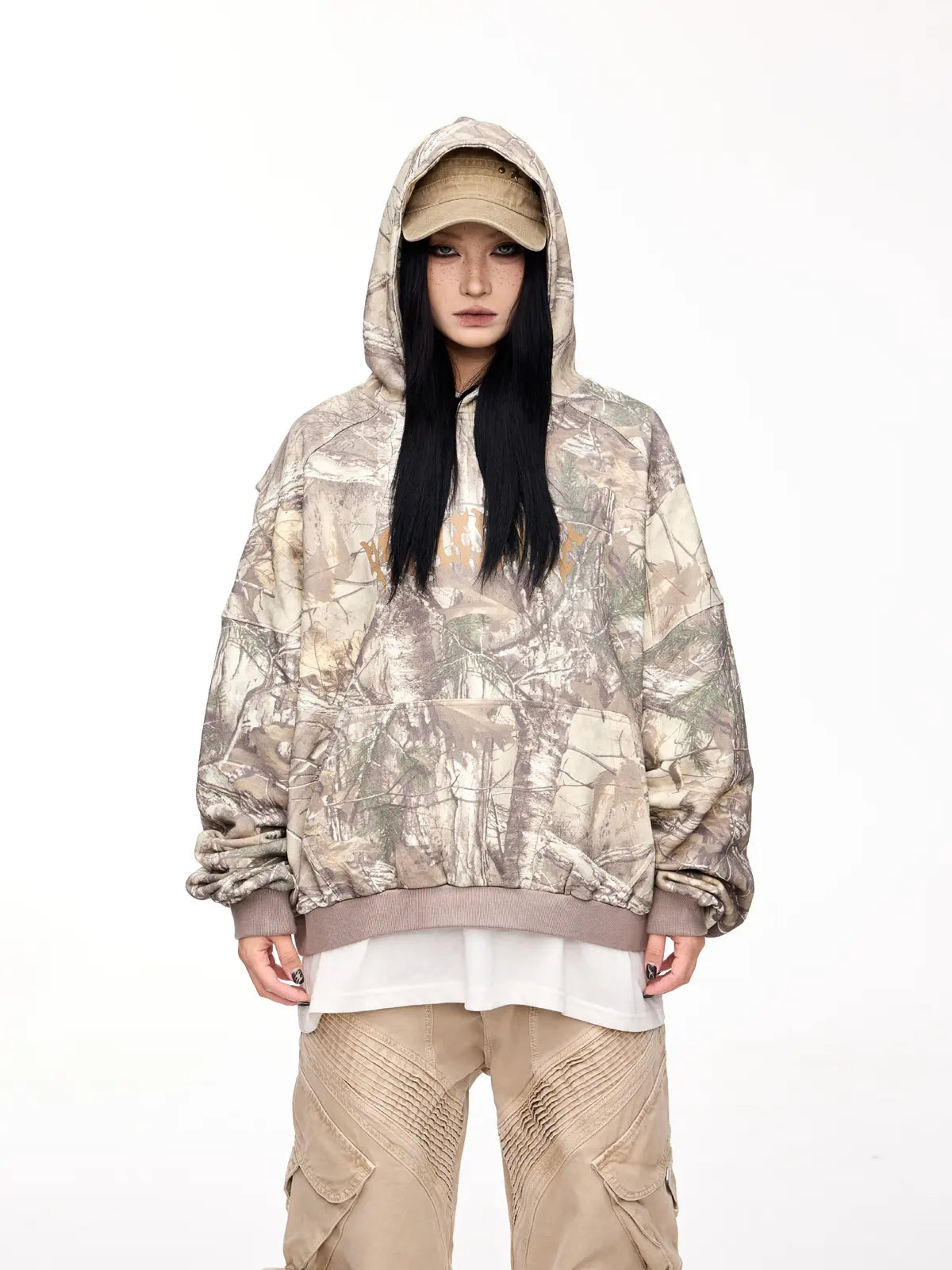 Punk Camo Branch Print Hoodie