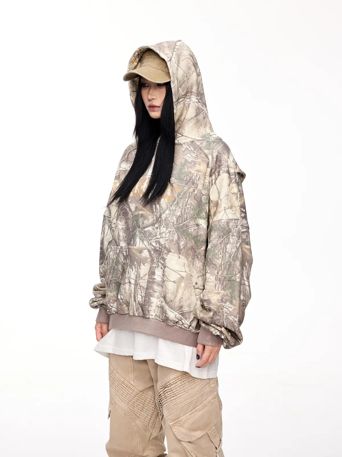 Punk Camo Branch Print Hoodie