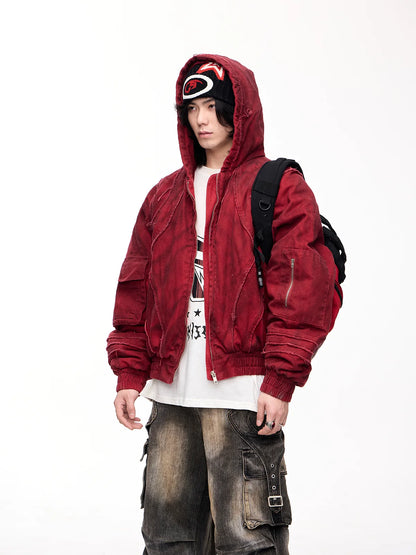 Hooded  Bomber Jacket Red