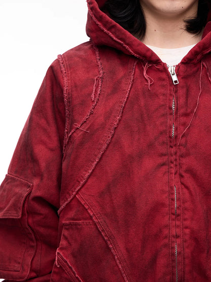 Hooded  Bomber Jacket Red