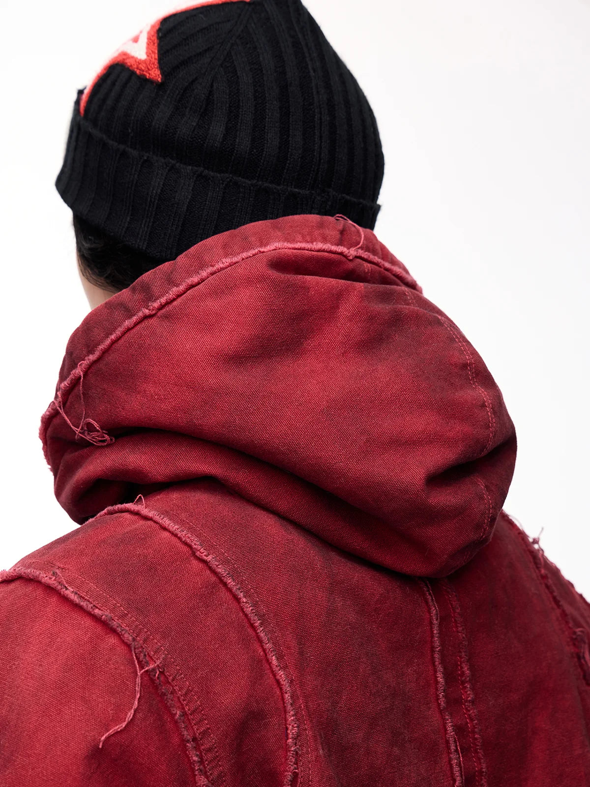 Hooded  Bomber Jacket Red