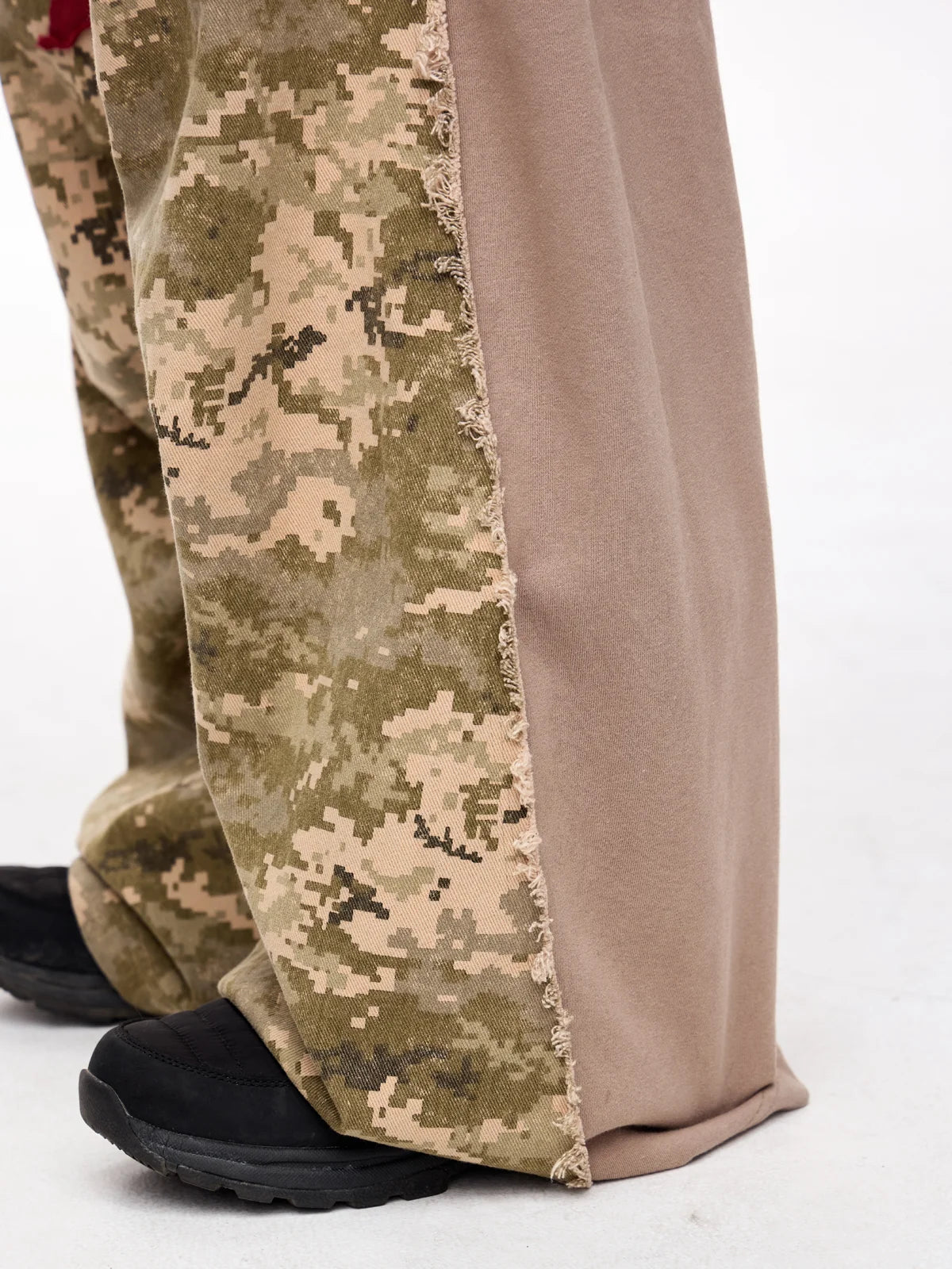 Camo Panel Double Waistband Cargo Pants