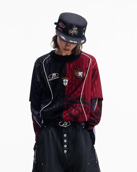 Peoplesense Two-in-One Striped Football Long Sleeve Tee