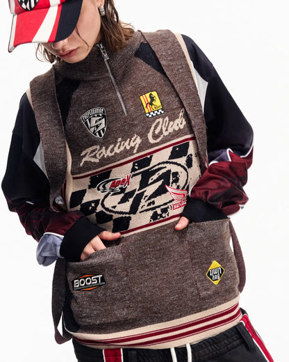 Peoplesense Multitone Melange Moto Knit Gilet