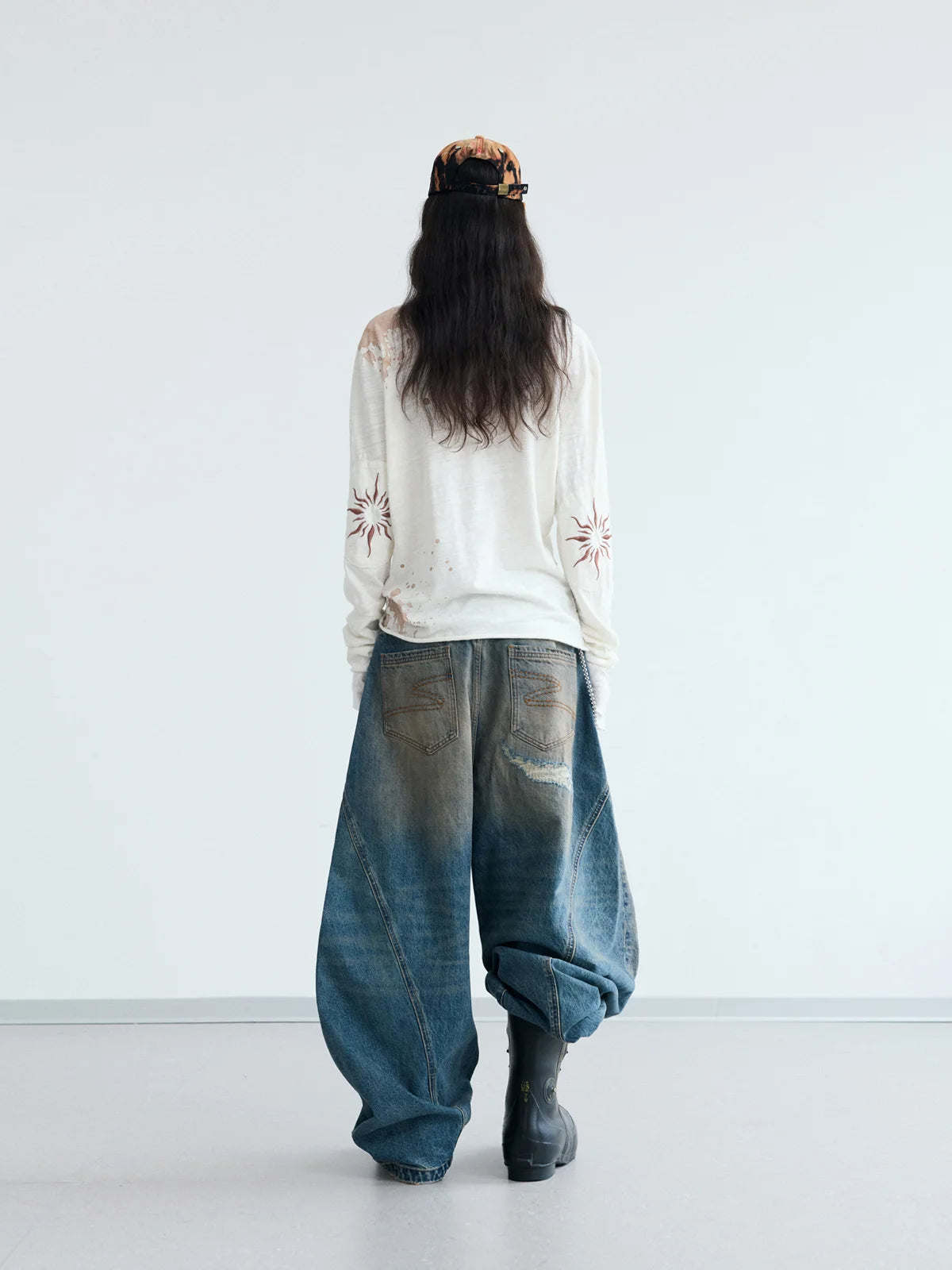 Peoplesense Ripped Mud Dyed Balloon Denim Jeans