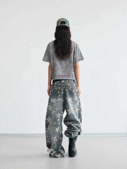 Peoplesense Cropped Hem Graphic Grey Tee