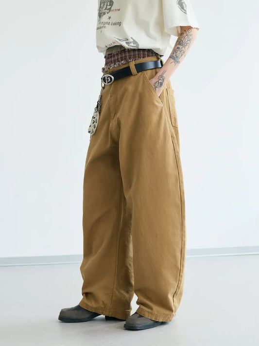 Peoplesense Retro Curved Leg Trousers Brown