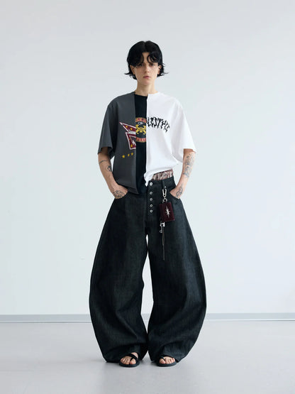 Peoplesense Black Raw Denim Jeans with Button Fly
