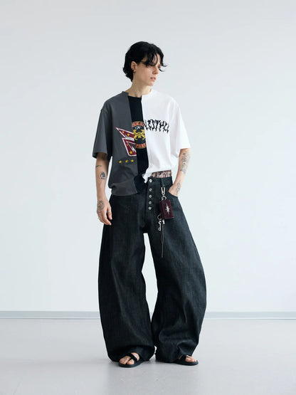 Peoplesense Black Raw Denim Jeans with Button Fly