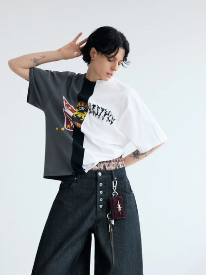 Peoplesense Asymmetrical Patchwork Logo Tee
