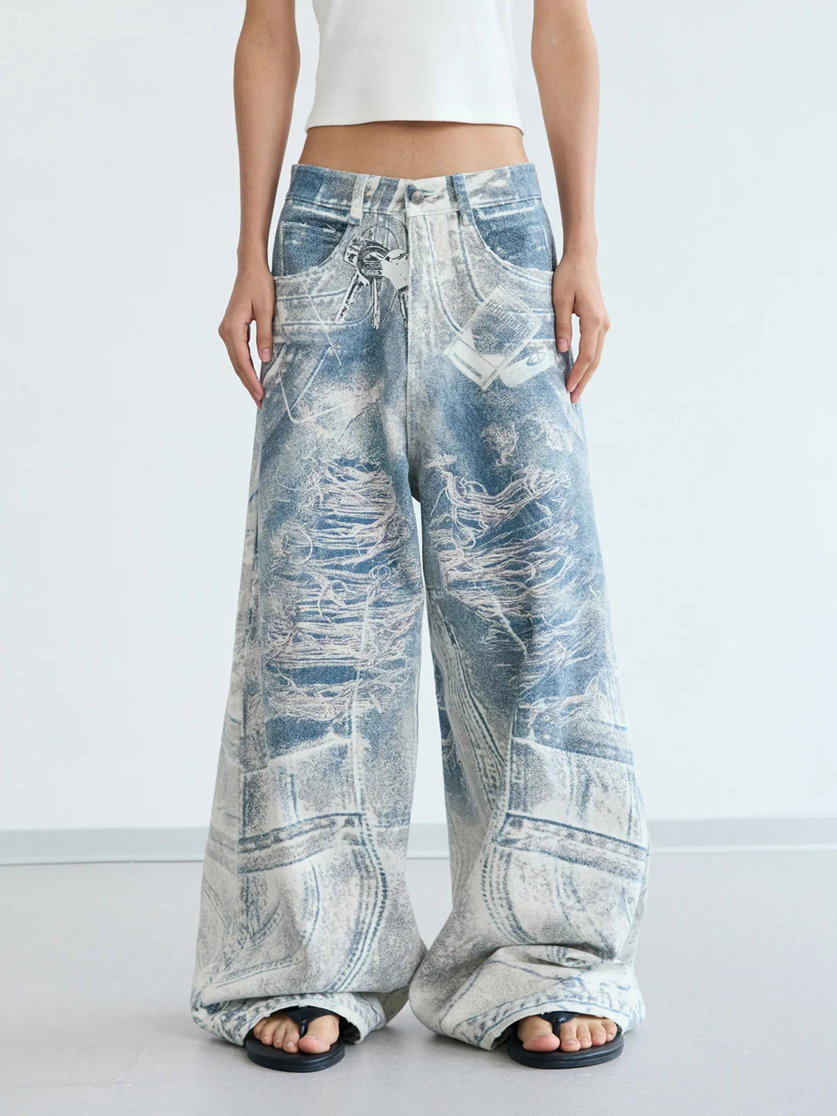 Peoplesense 3D Graffiti Print Baggy Jeans
