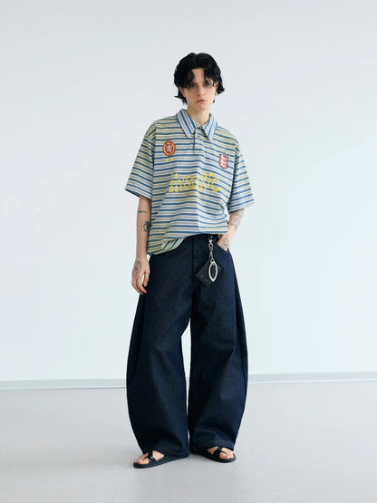Peoplesense Dark Blue Raw Denim Jeans with Wide-leg