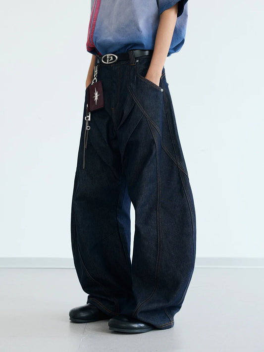 Peoplesense Raw Denim Deconstructed Curved Leg Jeans