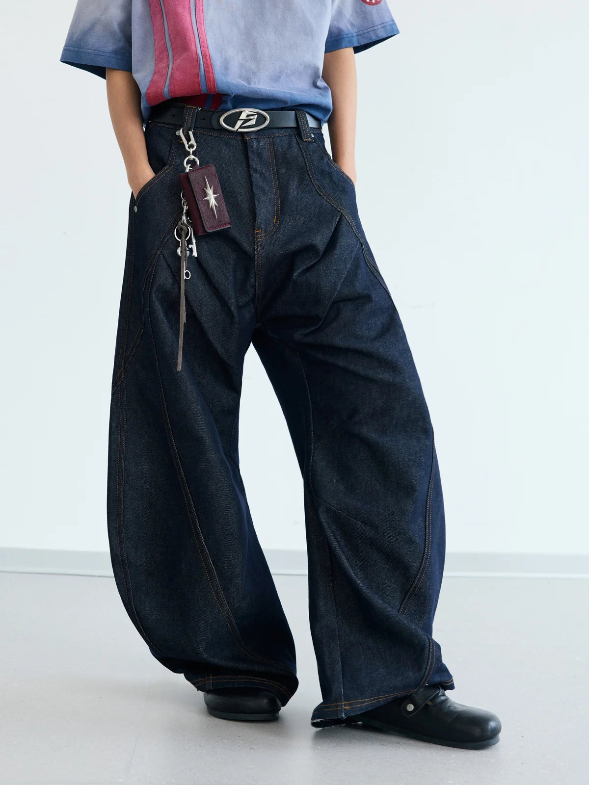 Peoplesense Raw Denim Deconstructed Curved Leg Jeans