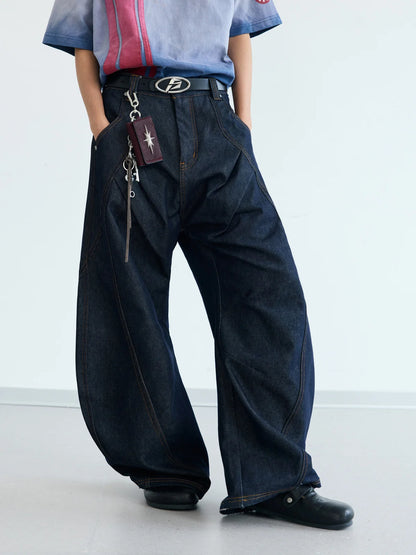 Peoplesense Raw Denim Deconstructed Curved Leg Jeans