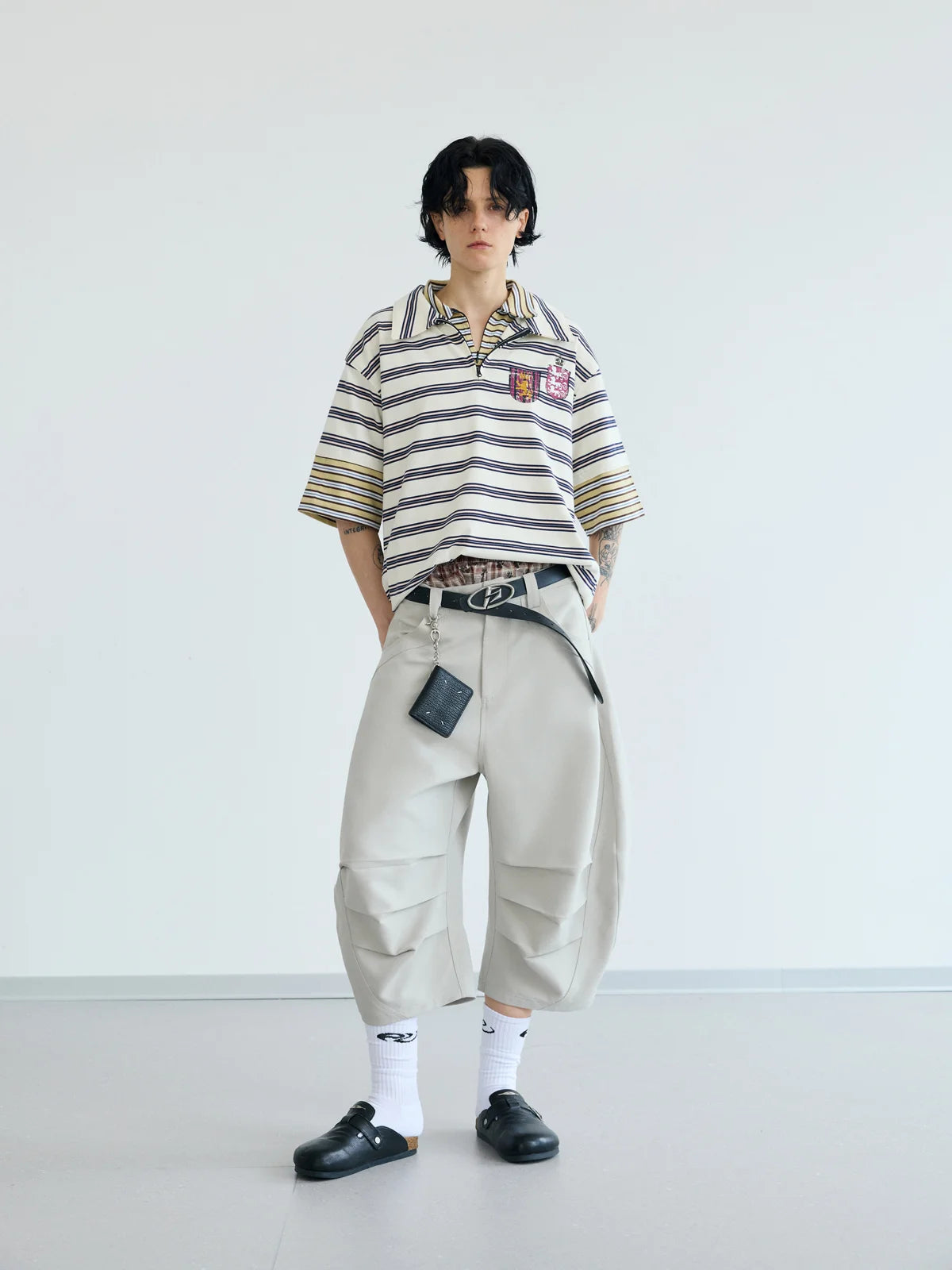 Peoplesense Deconstructed Cropped Trousers with Pleats
