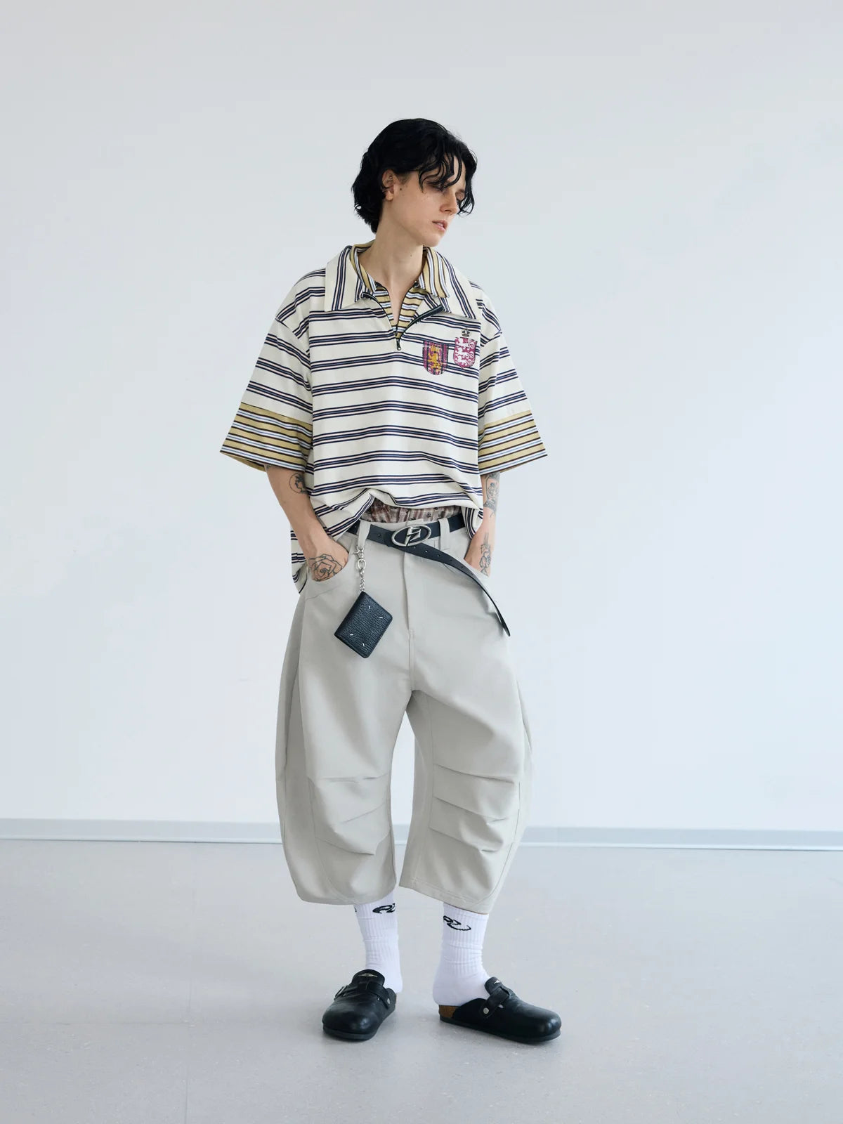 Peoplesense Deconstructed Cropped Trousers with Pleats