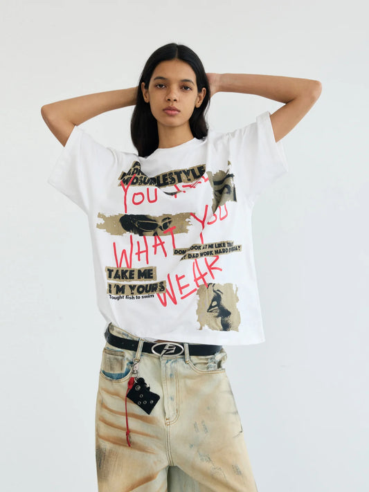 Peoplesense Graffiti Print Lettering T-Shirt