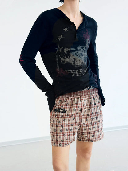 Peoplesense Embroidered Henley Sleeve T-Shirt