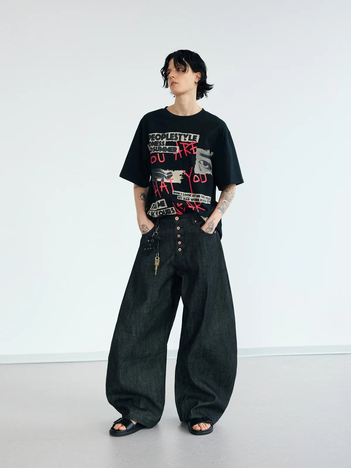 Peoplesense Black Raw Denim Jeans with Button Fly