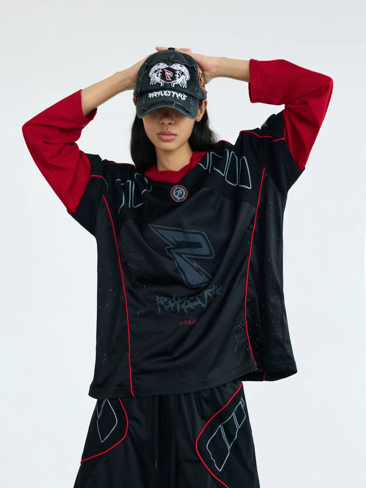Peoplesense Racing Fake Two-Piece Racing Hooded Sweatshirt