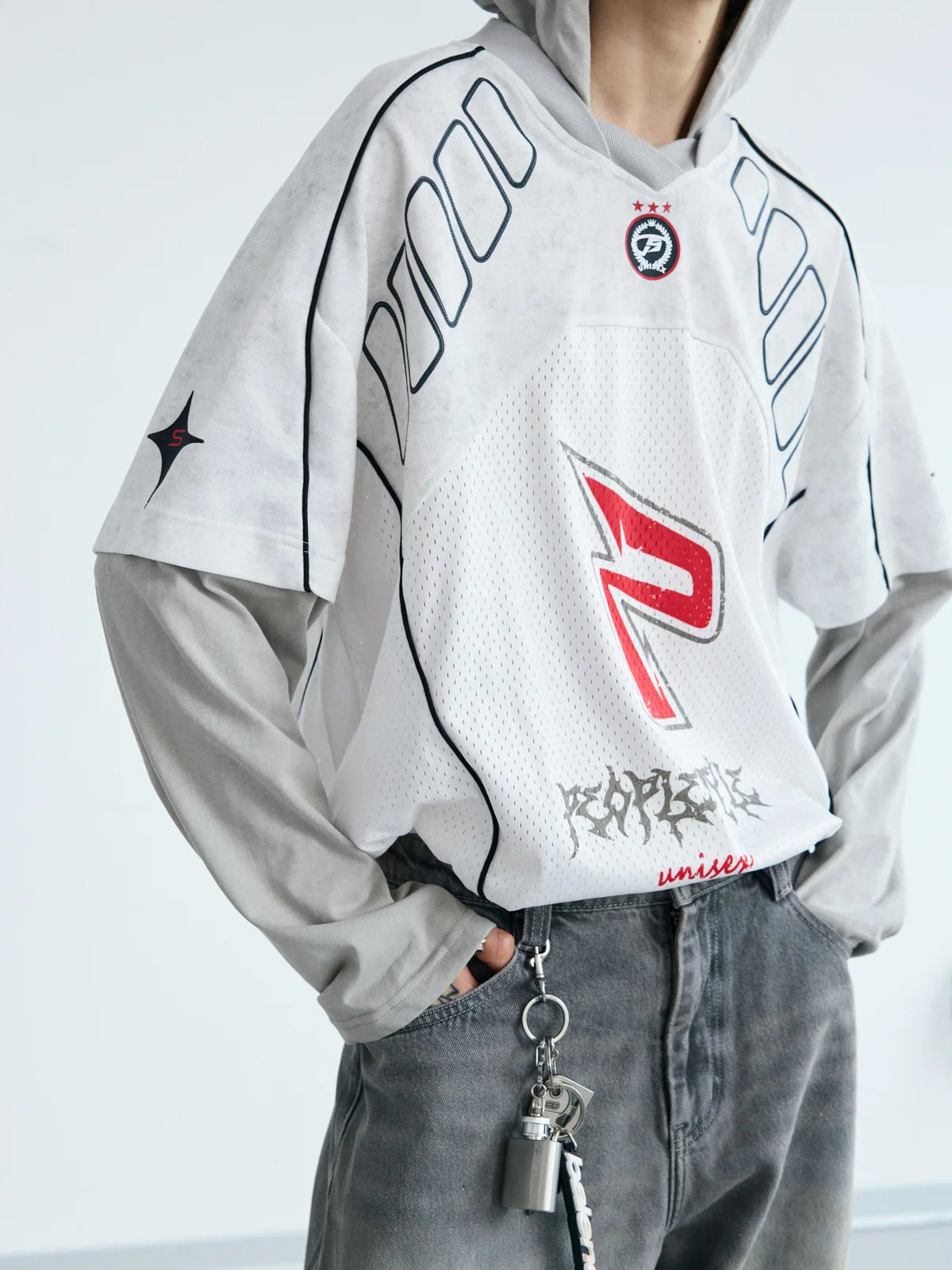 Peoplesense Racing Fake Two-Piece Racing Hooded Sweatshirt
