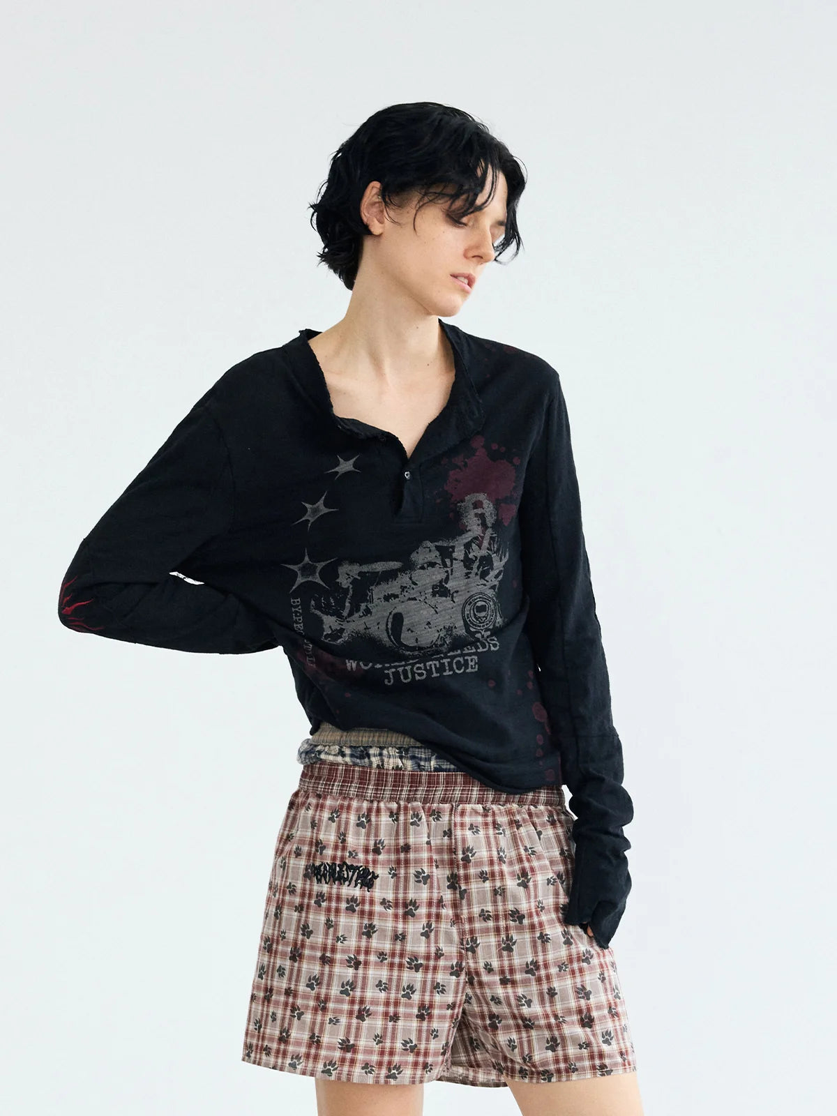 Peoplesense Embroidered Henley Sleeve T-Shirt