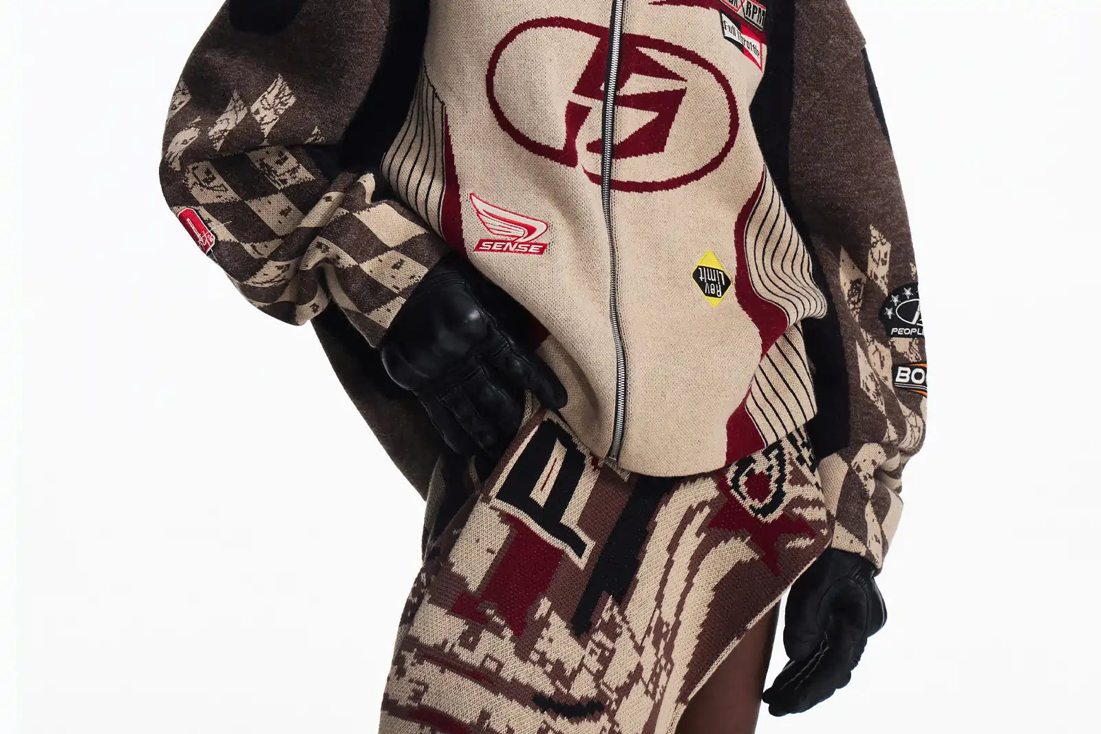 Embroidered Heathered Racing Sweater