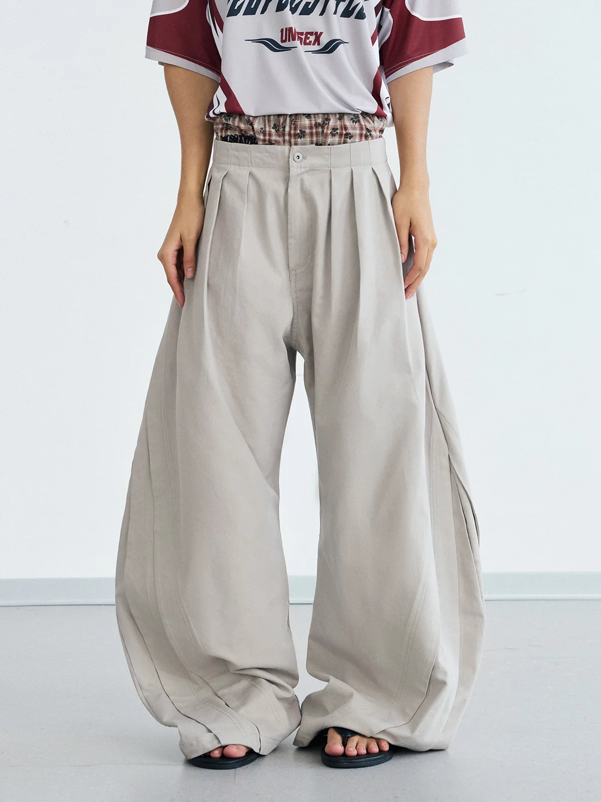 Peoplesense DrapeFlow Pleated Trousers with Wide-Leg