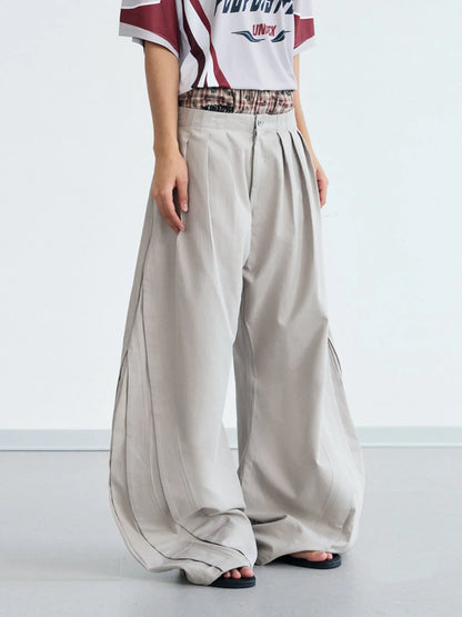 Peoplesense DrapeFlow Pleated Trousers with Wide-Leg