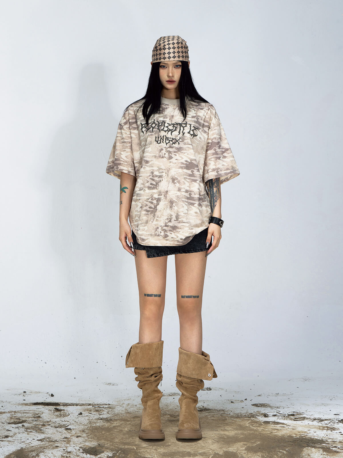  Gothic Script Camo Tee