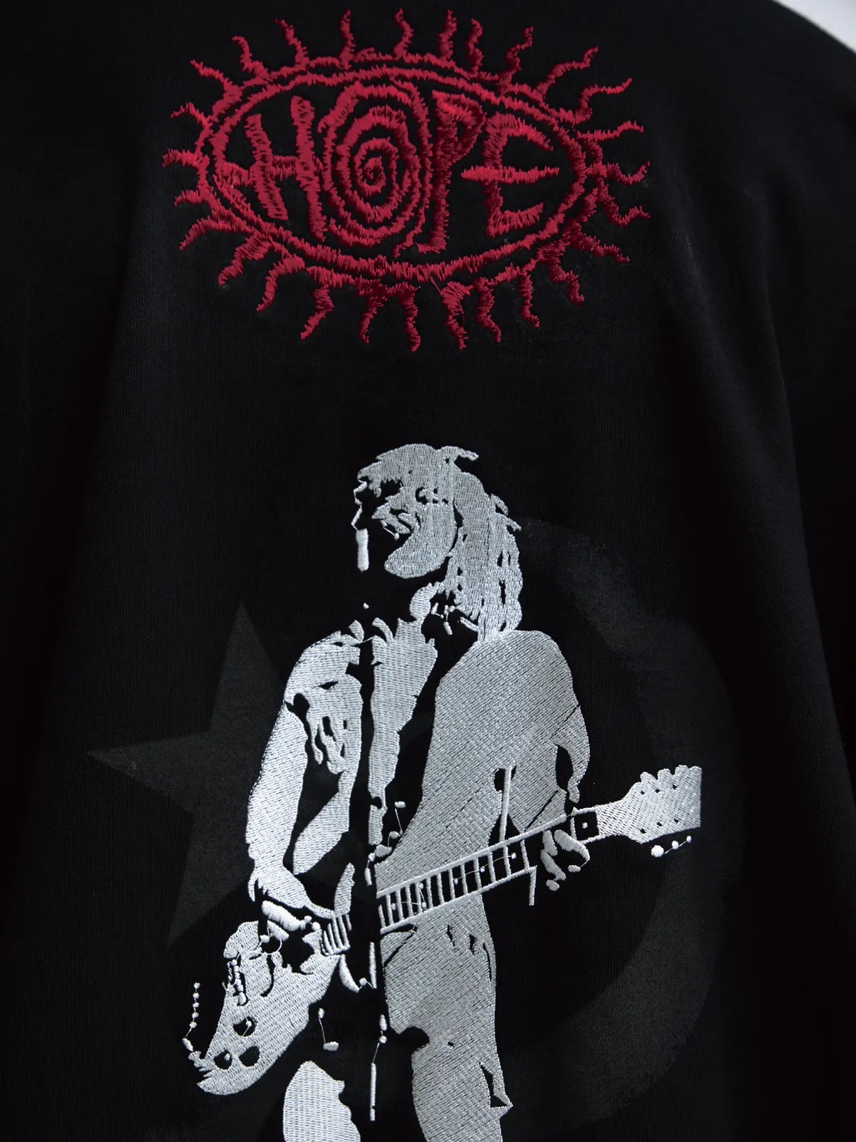 PeopleStyle Black Embroidered Print Oversized Hoodie