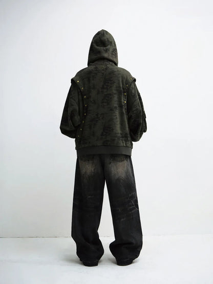 PeopleStyle Camouflage Button-Down Hoodie