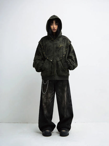 PeopleStyle Camouflage Button-Down Hoodie