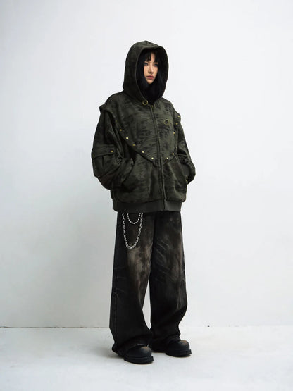 PeopleStyle Camouflage Button-Down Hoodie