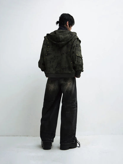 PeopleStyle Camouflage Button-Down Hoodie