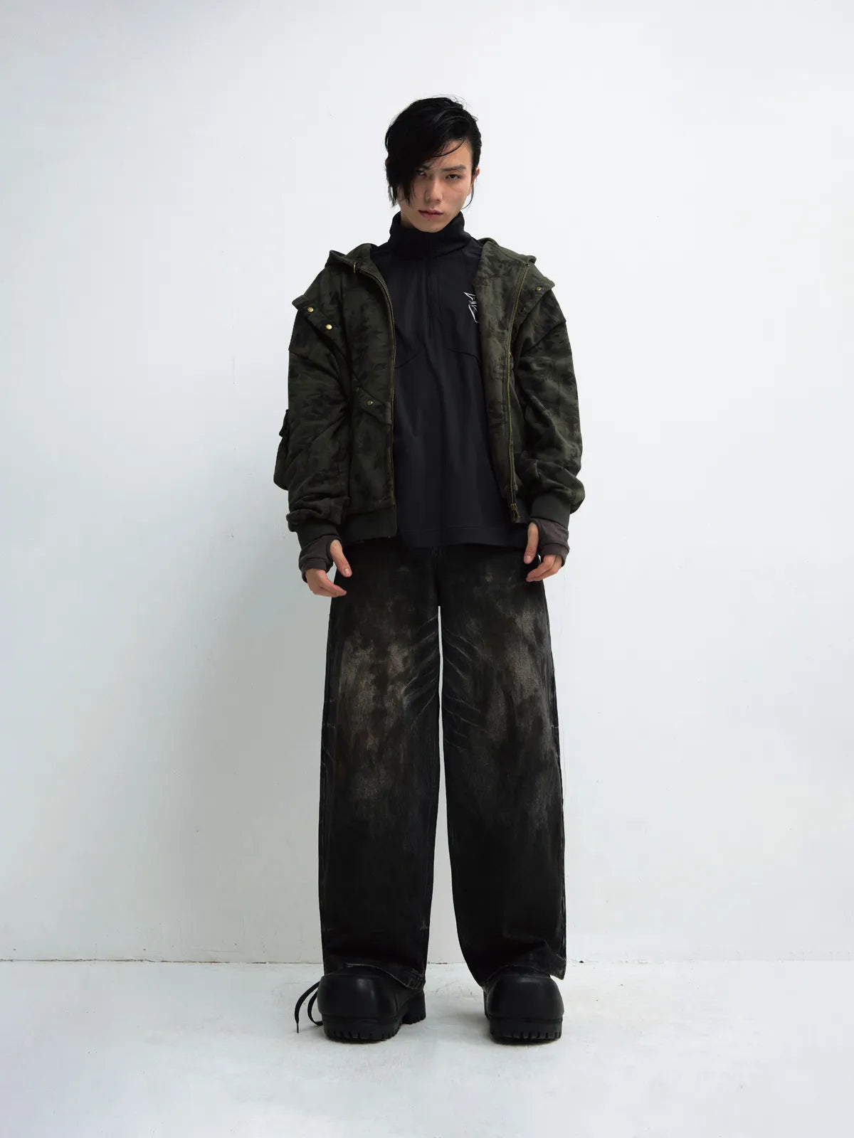 PeopleStyle Camouflage Button-Down Hoodie