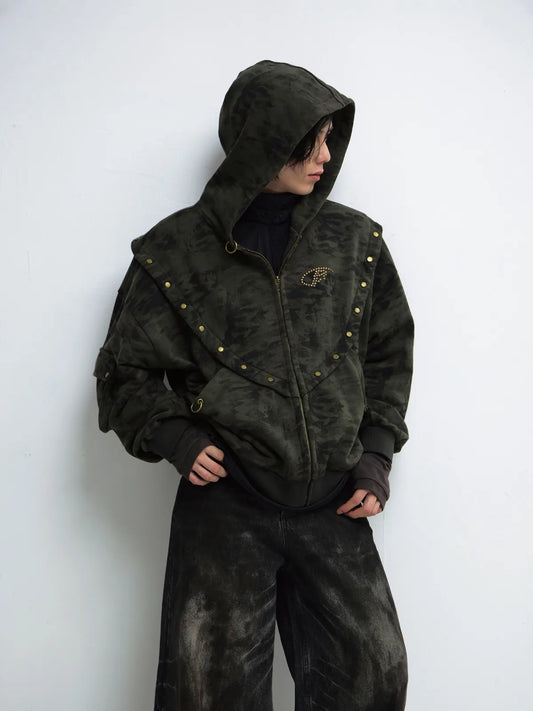 PeopleStyle Camouflage Button-Down Hoodie