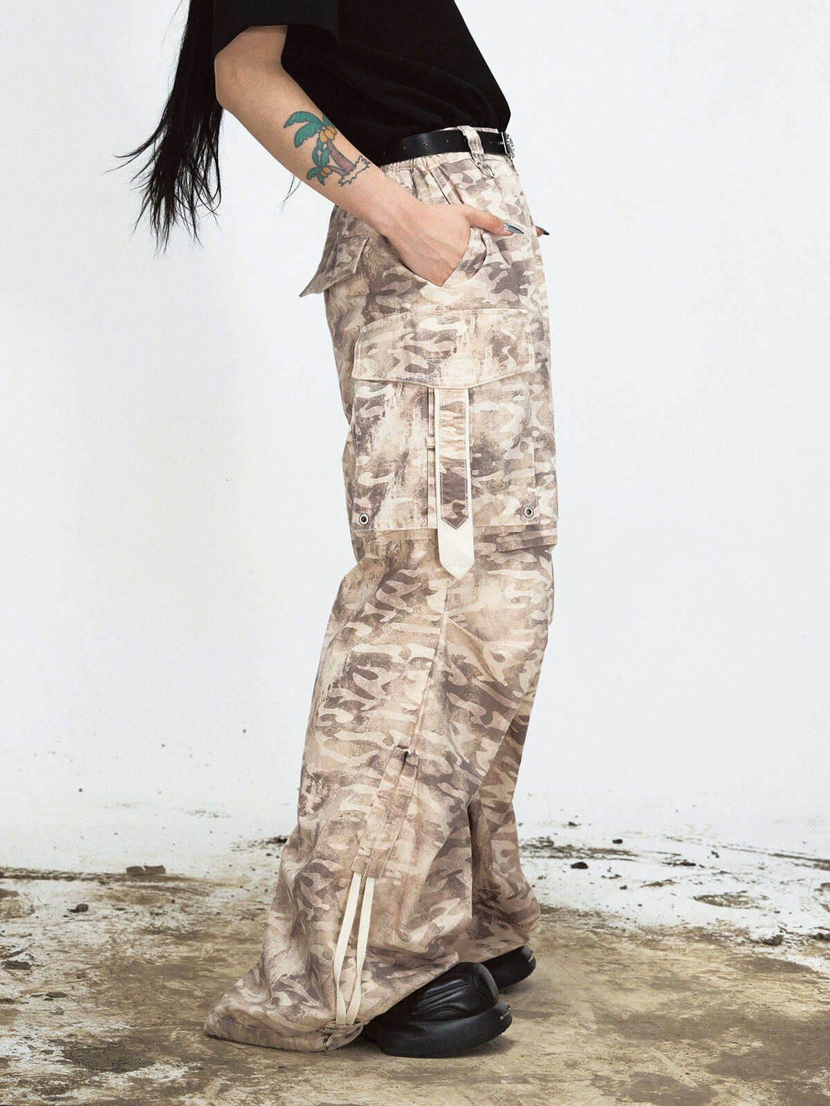 PeopleStyle Desert Camo High Waisted Cargo Pants