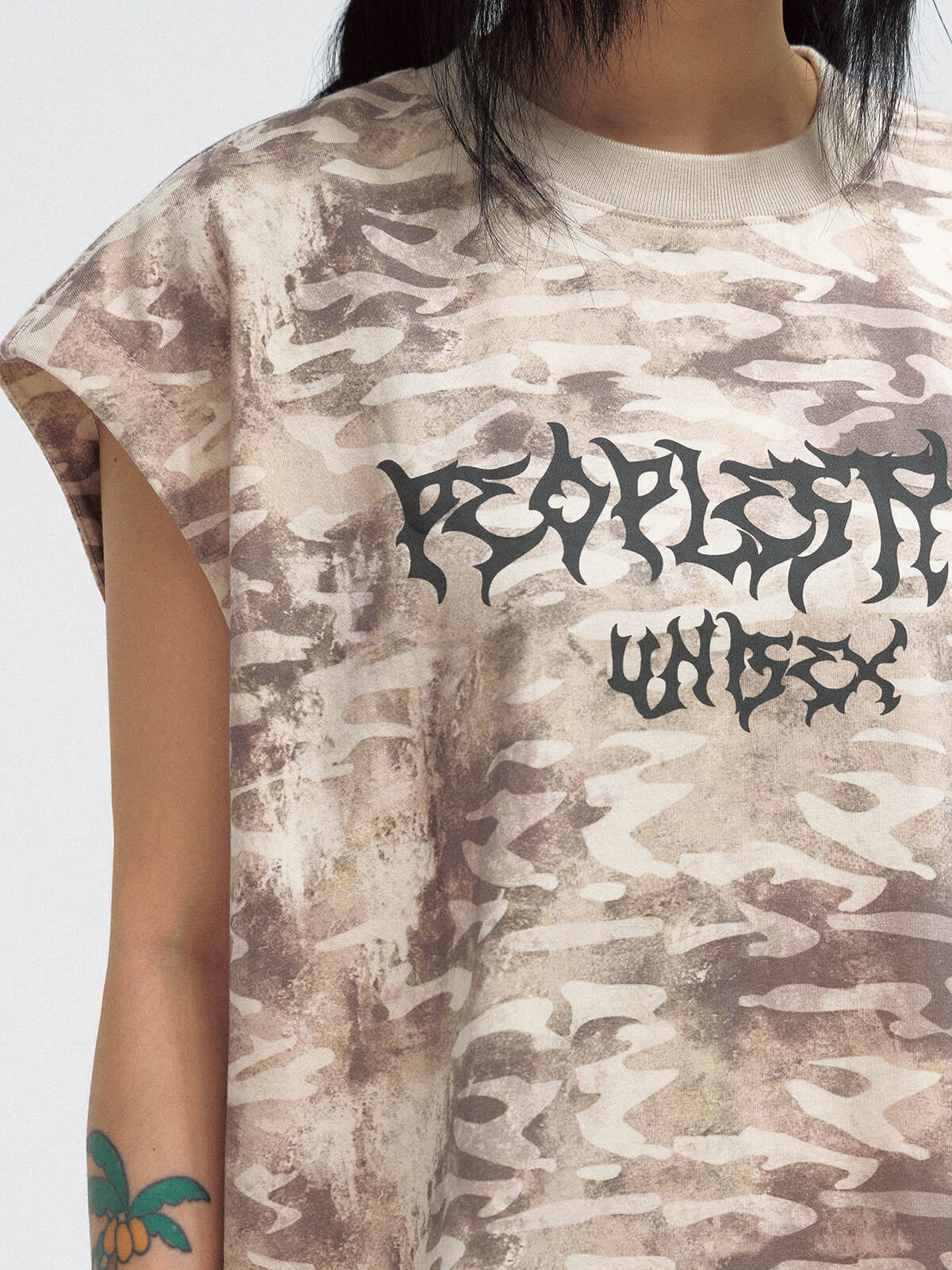 PeopleStyle Camouflage Sleeveless Shirt