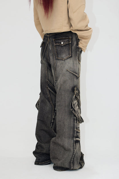 PeopleStyle Straight Leg Denim Cargo Pants