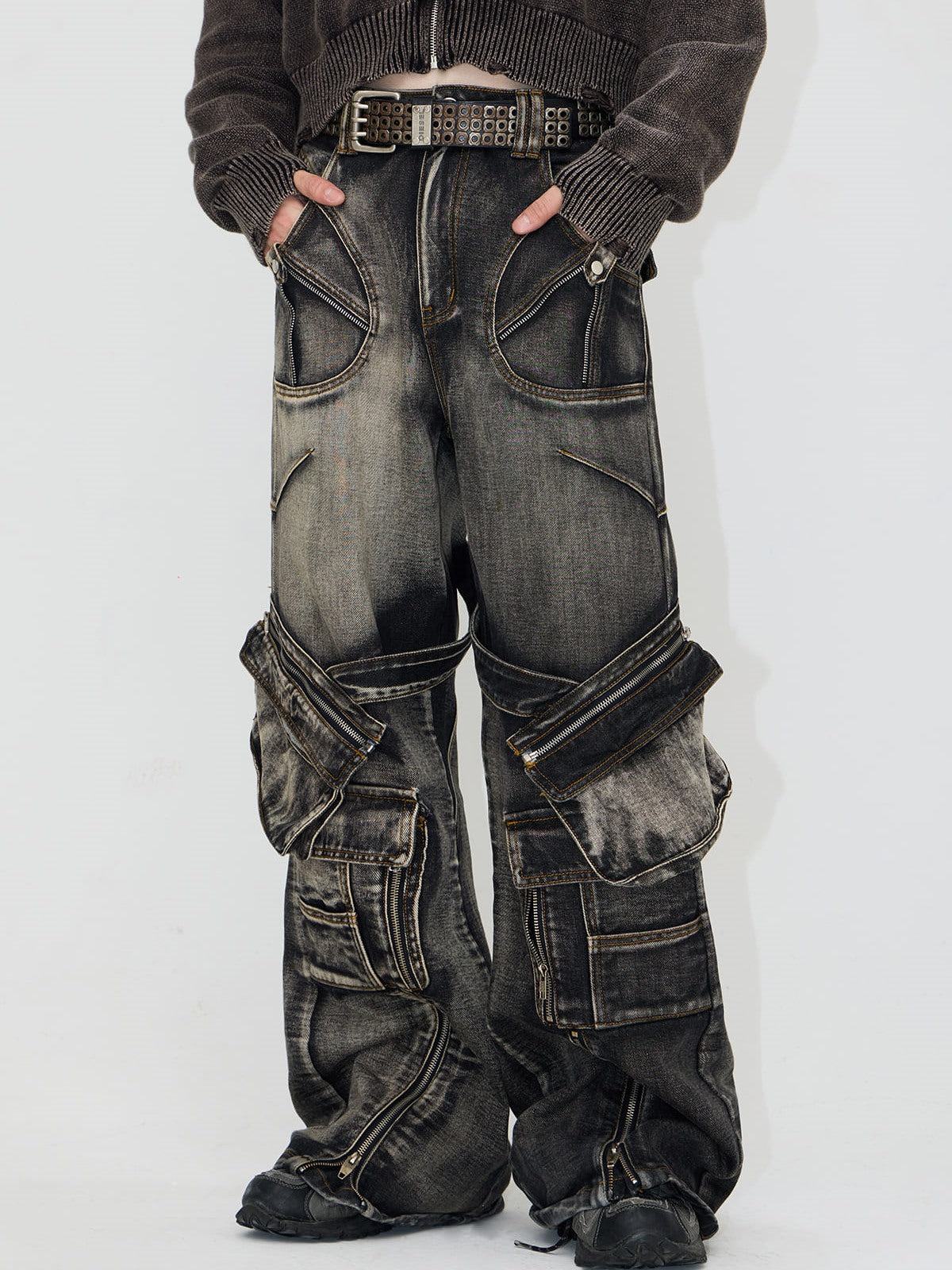 PeopleStyle Straight Leg Denim Cargo Pants