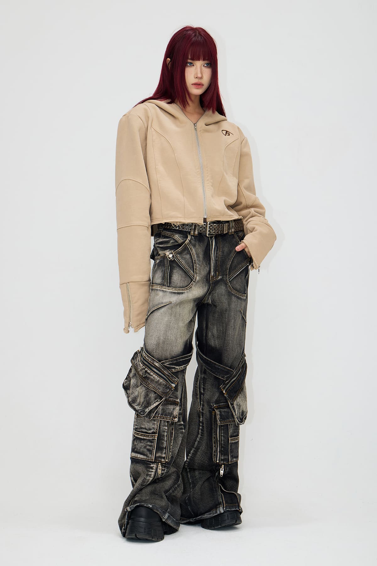 PeopleStyle Straight Leg Denim Cargo Pants