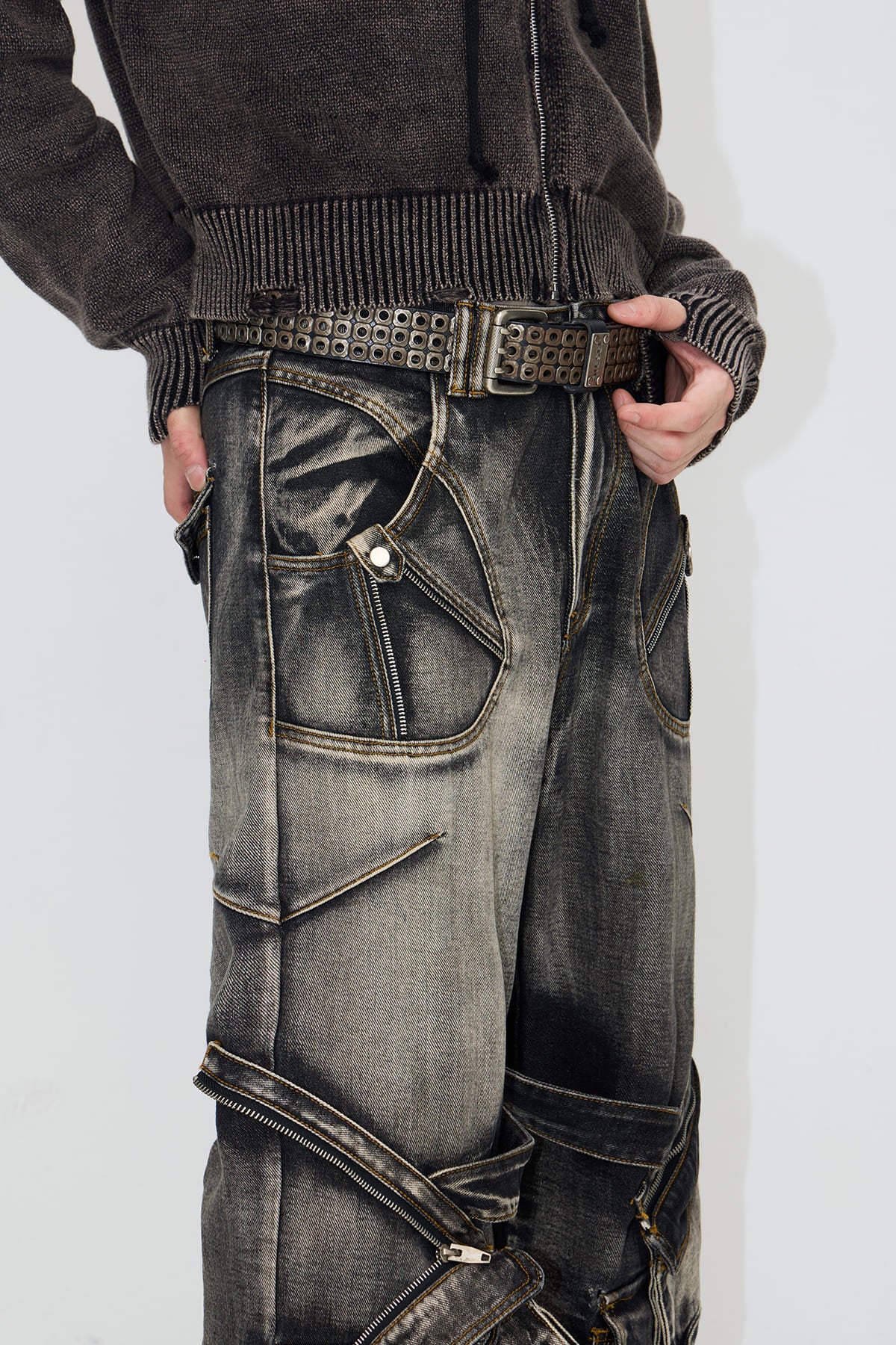 PeopleStyle Straight Leg Denim Cargo Pants