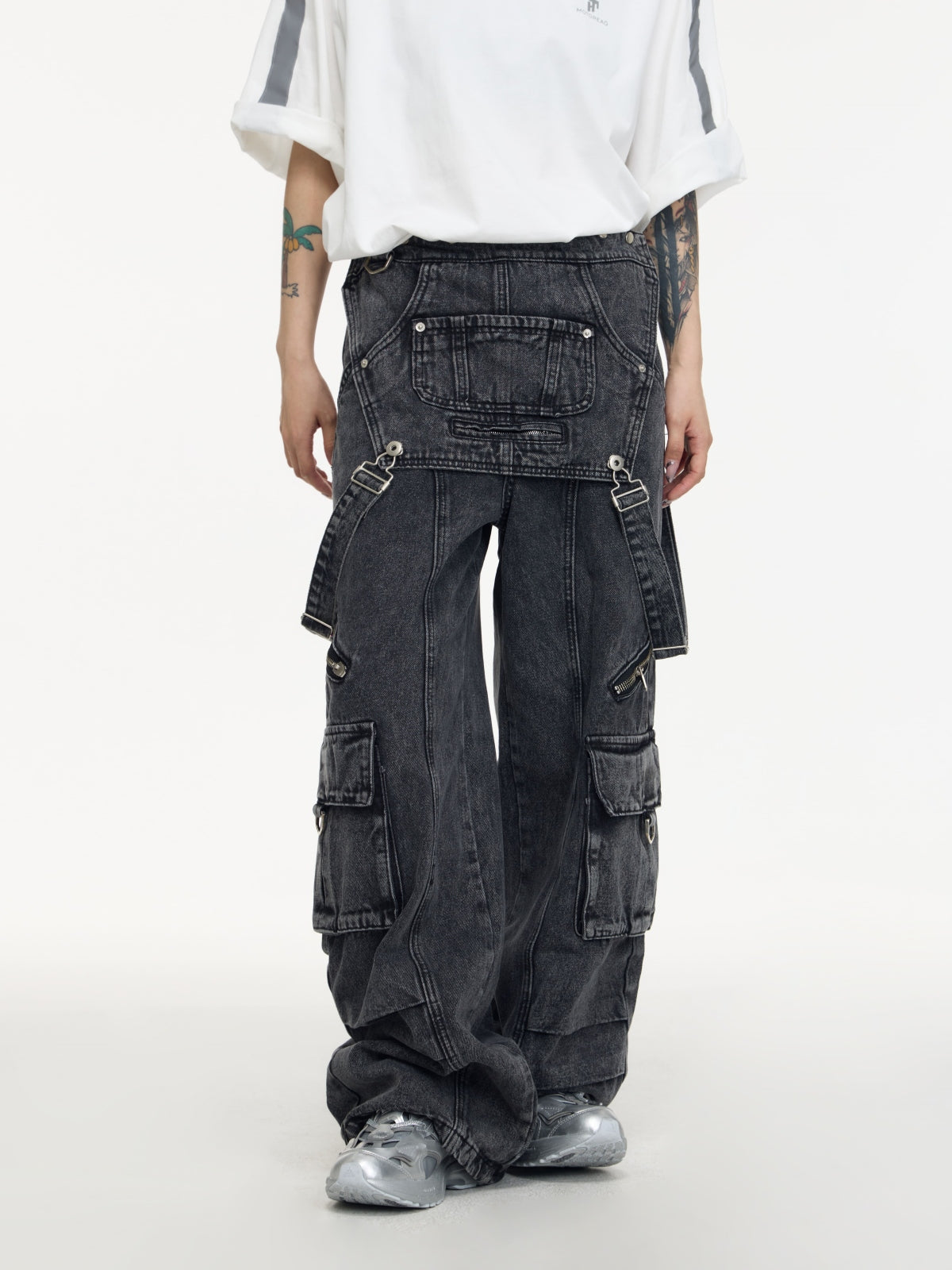 Detachable Suspender Vintage Grey Overalls