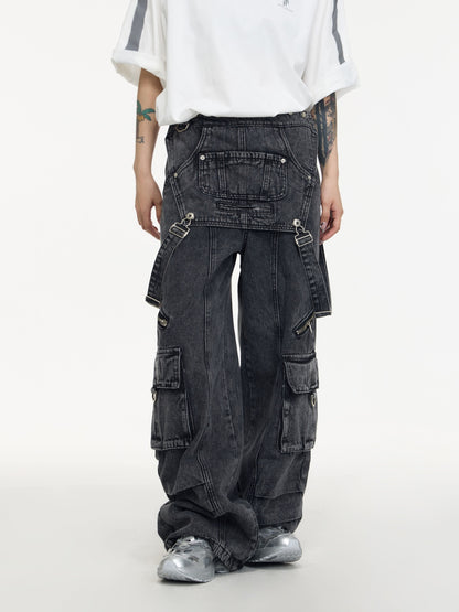 Detachable Suspender Vintage Grey Overalls