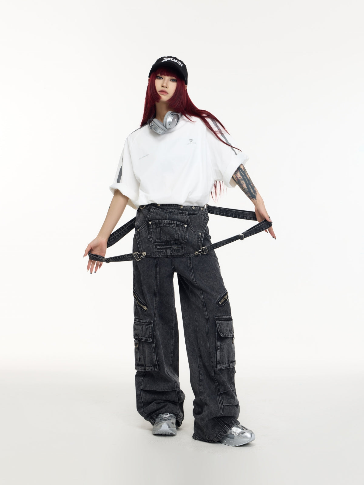 Detachable Suspender Vintage Grey Overalls