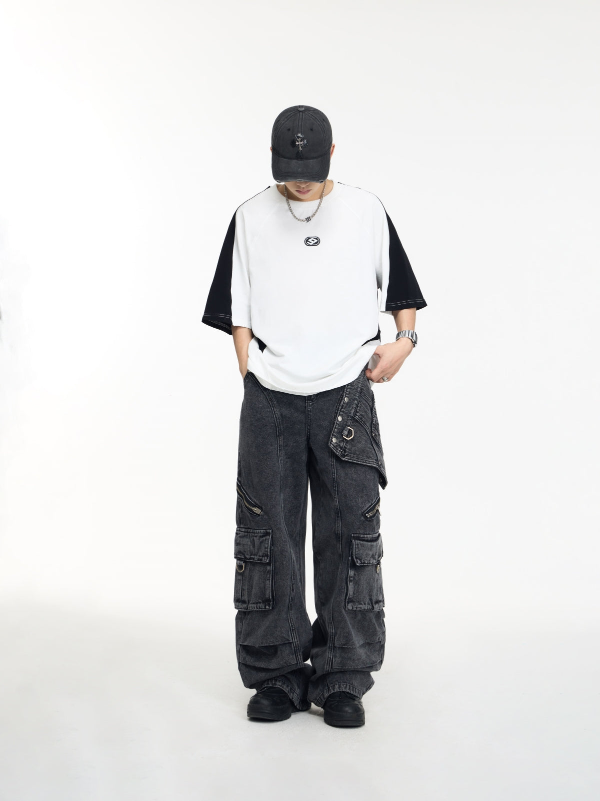Detachable Suspender Vintage Grey Overalls